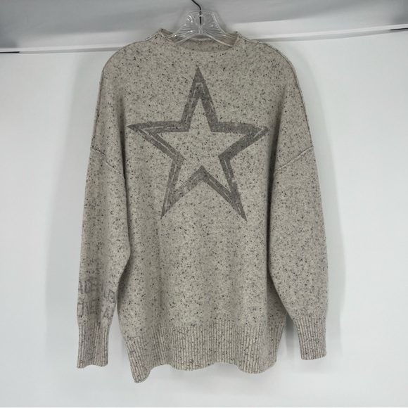 Pilcro Sweaters - Pilcro 100% Cashmere Grey Star Mock Neck Prep Lightweight Knit Pullover Sweater